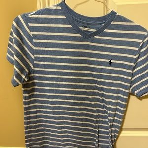Boys Large (14-16) Polo blue/white striped T shirt; barely worn, like new